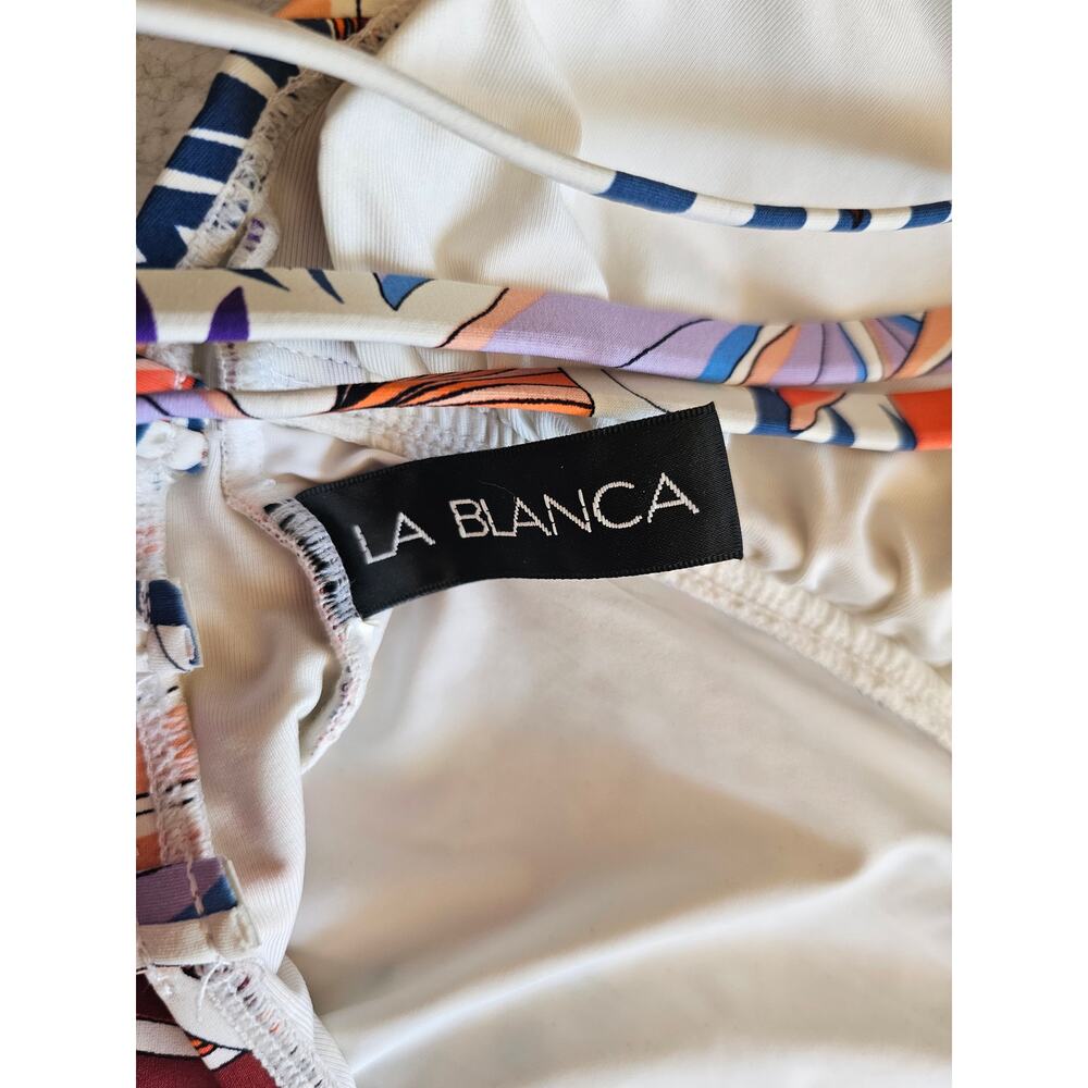 La Blanca Botanical Garden Multi-Strap Cross-Back One-Piece Swimsuit, Sz S - Picture 3 of 7